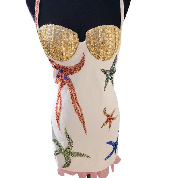 Luxury Cocktail Party Beaded Wedding Evening Crystals Runway Designer Prom Dress - Picture 13 of 16